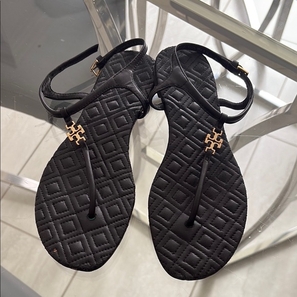 Tory Burch Black Geometric Sandals - Picture 1 of 2